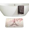 Amagical Paris Eiffel Tower Pink Flowers Decor 2 Piece Bathroom Mat Set Non Slip Bath Mat Contour Mat view 3