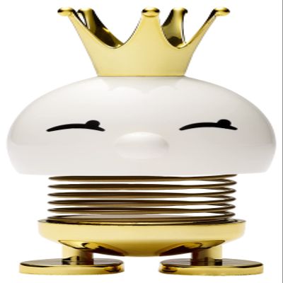 Hoptimist Princess Bimble, Home Decor Ornament - Scandinavian Design, Plastic W/Metal Spring, Small - Monarchy Collection Ideal Gifts for Any Occasion- (White)