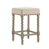 Carolina Chair & Table Remick 24" Counter Stool with Linen Upholstered Seat - Solid Wooden Frame, Twist Turned Legs with Antique Brass Nailhead Trim Accent Stool for Kitchens, Bars (Weathered Gray) view 1