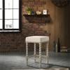 Carolina Chair & Table Remick 24" Counter Stool with Linen Upholstered Seat - Solid Wooden Frame, Twist Turned Legs with Antique Brass Nailhead Trim Accent Stool for Kitchens, Bars (Weathered Gray) view 2