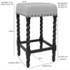Carolina Chair & Table Remick 24" Counter Stool with Linen Upholstered Seat - Solid Wooden Frame, Twist Turned Legs with Antique Brass Nailhead Trim Accent Stool for Kitchens, Bars (Weathered Gray) view 3