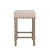 Carolina Chair & Table Remick 24" Counter Stool with Linen Upholstered Seat - Solid Wooden Frame, Twist Turned Legs with Antique Brass Nailhead Trim Accent Stool for Kitchens, Bars (Weathered Gray) view 4