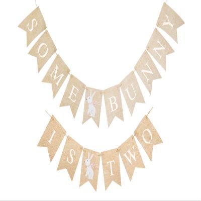 Swanky Party Box | Pink Some Bunny Is Two Banner | Easter Second Birthday Party Decor