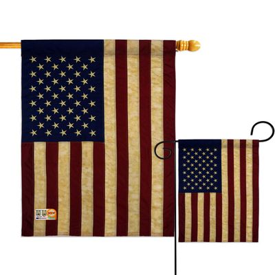 Star and Stripes USA Vintage Garden House Flags Set Patriotic Patriotism Independence Memorial United State American Small Decorative Gift Yard Banner Double-Sided Imported 28 X 40