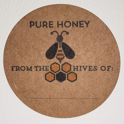 HONEY LABELS (kraft), 2" Round, SET OF 12