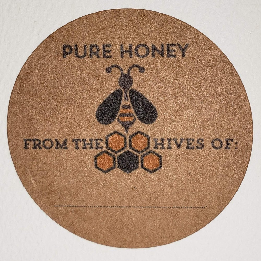 HONEY LABELS (kraft), 2" Round, SET OF 12