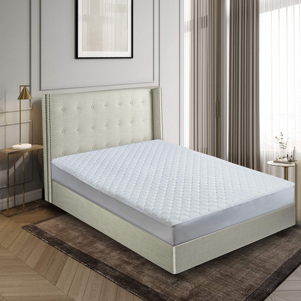 Blue Ridge Home Fashions Waterproof Mattress Protector Cal King Size - 350 Thread Count Breathable 100% Cotton Top Quilted Mattress Pad Cover Stretches up to 16" Deep Pocket Mattress Topper  White
