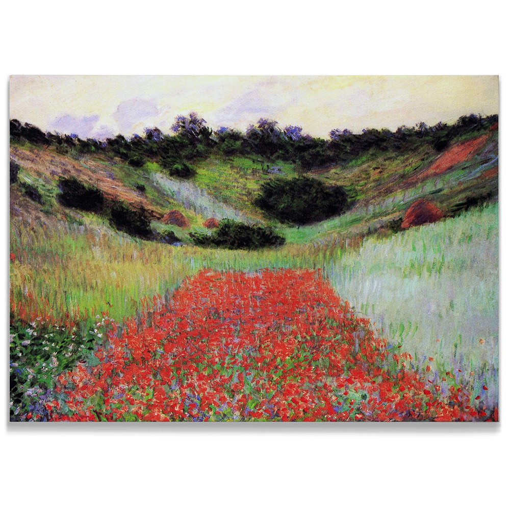 Poppy Field of Flowers in Giverny Canvas Prints Wrapped Gallery Wall Art | Stretched and Framed Ready to Hang 8X12