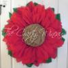 Extra Large 30" Rich Coral Pink Burlap Sunflower Wreath by The Crafty Wineaux view 1