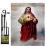 Sacred Heart of Jesus Garden Flag Set with Stand Religious Faith Hope Grace Peace Dove Christian Religion Easter Small Decorative Gift Yard House Banner Double-Sided Made In USA 13 X 18.5 view 1