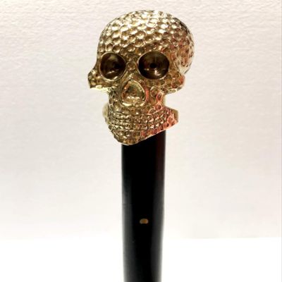 Antique Brass Shiny Handmade Skull Handle Victorian Designer Skeleton Black Wooden Walking Stick