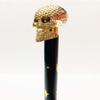 Antique Brass Shiny Handmade Skull Handle Victorian Designer Skeleton Black Wooden Walking Stick view 2
