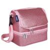Wildkin Two Compartment Insulated Lunch Bag for Kids  School & Travel Ready - Pink Glitter view 1