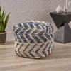 GDFStudio Boho Wool and Cotton LargePouf Ottoman Foot Stool - Bean Bag Floor Chair - Foot Rest Couch for Living Room Bedroom, White and Blue view 4