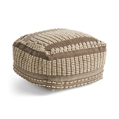GDFStudio Boho Wool and Cotton LargePouf Ottoman Foot Stool - Bean Bag Floor Chair - Foot Rest Couch for Living Room Bedroom, Brown and Ivory