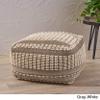 GDFStudio Boho Wool and Cotton LargePouf Ottoman Foot Stool - Bean Bag Floor Chair - Foot Rest Couch for Living Room Bedroom, Brown and Ivory view 4