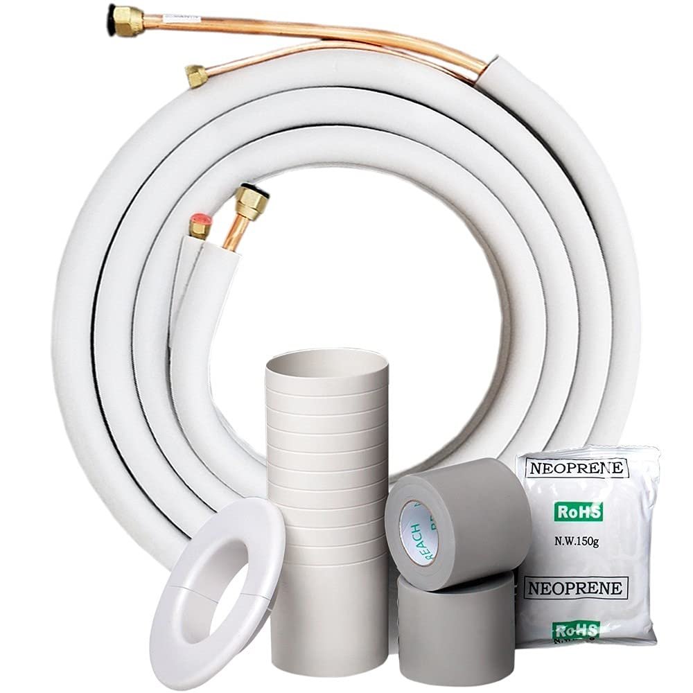 1/4" x 3/8" 9K MrCool Ductless Mini Split Line Set AC Kit with Control Wire 25 Ft