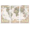 3 Panel - Personalized Canvas Executive World Travel Map with pins- Extra Large Wall Map view 1