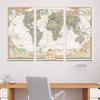 3 Panel - Personalized Canvas Executive World Travel Map with pins- Extra Large Wall Map view 2
