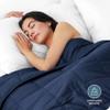 Bare Home Weighted Blanket All-Natural 100% Cotton with Nontoxic Glass Beads 80"x87" 25lbs, Dark Blue view 2
