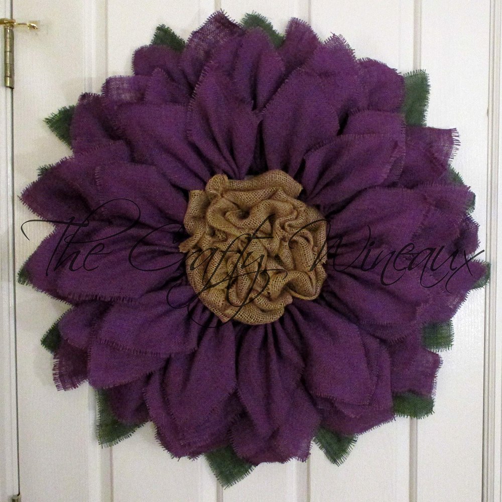 Extra Large 30" Purple Burlap Sunflower Wreath by The Crafty Wineaux