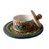 India Meets India Marble Meenakari Supari Daan with Round Tray Set Handicraft by Awarded Indian Artisan view 1