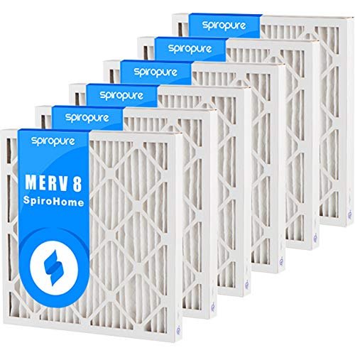 SpiroPure 20X22X2 MERV 8 Pleated Air Filters - Made in USA (6 Pack)