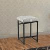 Benjara Metal Counter Stool with Geometric Pattern, Gray and Black view 2