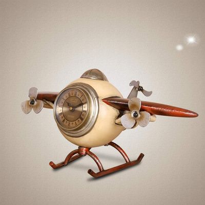 CLOCKZHJI Creative Desk Clock European Resin Table Clock | Living Room Bedroom Silent Retro Quartz Desktop Clock (Color : Light Yellow)