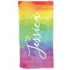GiftsForYouNow Tie Dye Rainbow Personalized Beach Towel, Girls Beach Towel, Cute Beach Towel, Pool Towels for Women, Customized Beach Towel view 1