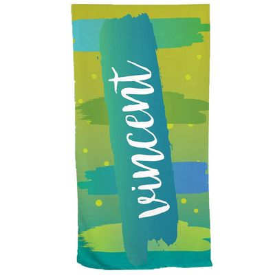 GiftsForYouNow Gradient Splash Personalized Green Beach Towel, Personalized Summer Beach Towel, Kids Blue Beach Towel, Custom Beach Towel with Name