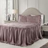 Lush Decor Ravello Pintuck Ruffle Skirt Bedspread Set - Luxe 3 Piece Ruffled Bedding Set - Traditional Glam & Farmhouse Inspired Bedroom Decor - King, Woodrose view 1