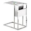 End Table TV Tray with Magazine Holder White and Chrome Finish with a Glass Table Top Featuring Your Choice of an Animal Themed Vinyl Decal (Bass Spash) view 1