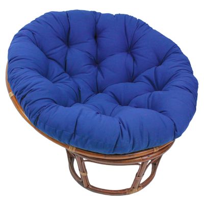 48 Inch Royal Blue Papasan Cushion Only Cotton Rounded Tufted Chair Pad Floor Pillow Use Plush Indoor Thick Comfy Solid Color, Polyester