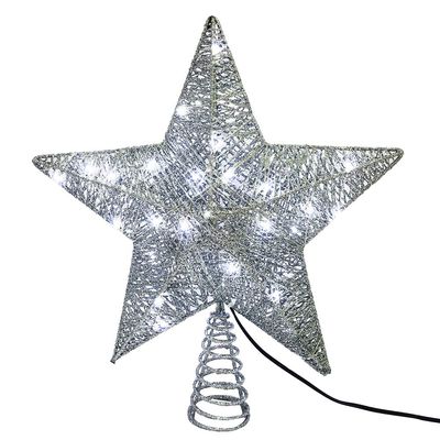 Kurt Adler 45-Light 10-Inch 5-Point LED Silver Star Treetop