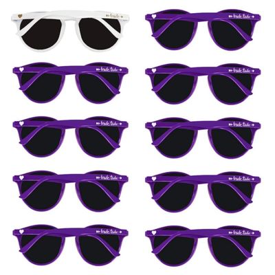 LADY&HOME Bridal Shower Favors Bachelorette Party Supplies 10pcs Round Cat Eye Weddings Sunglasses (Purple)