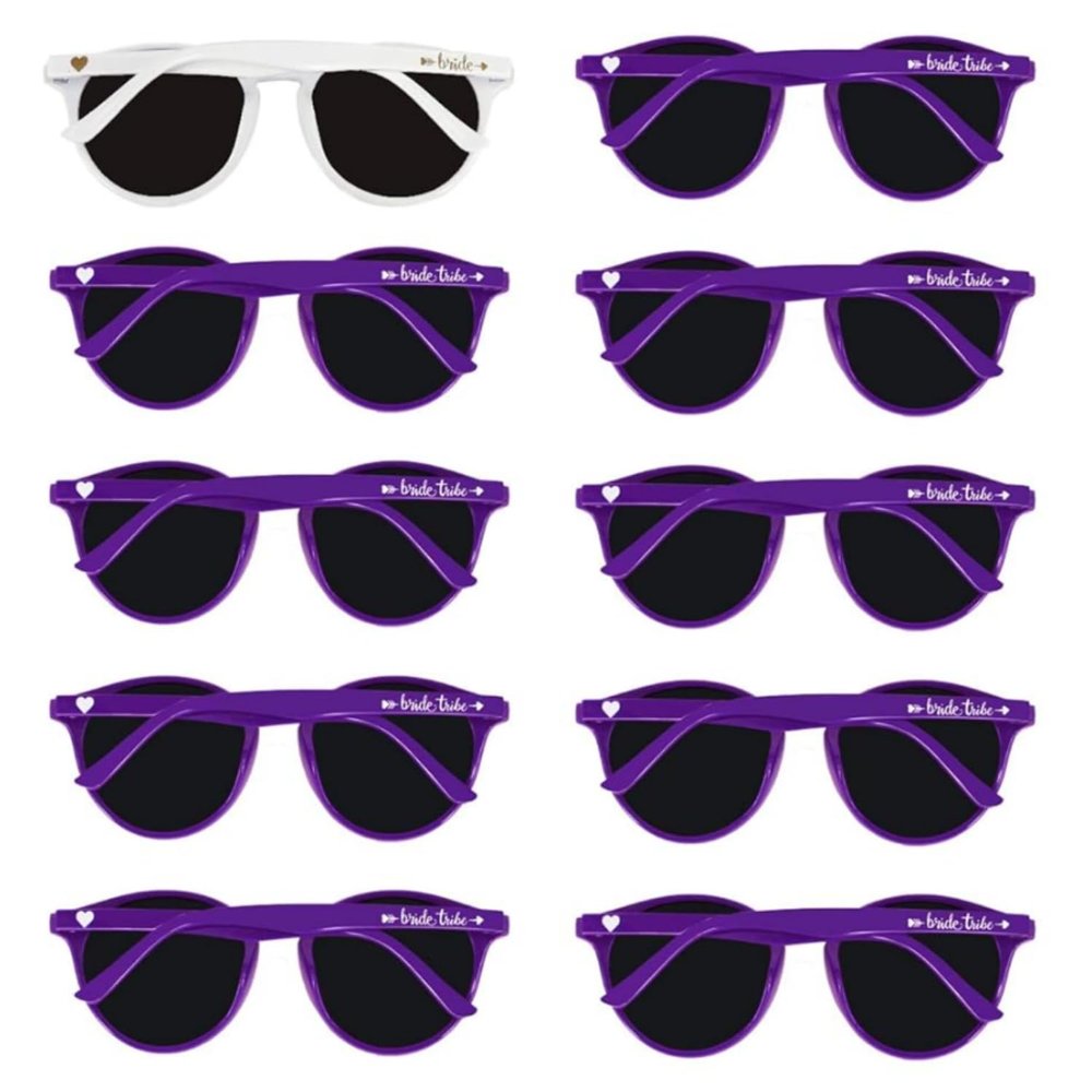 LADY&HOME Bridal Shower Favors Bachelorette Party Supplies 10pcs Round Cat Eye Weddings Sunglasses (Purple)