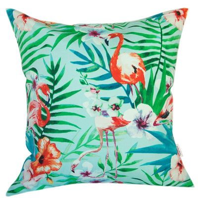TangDepot 100% Cotton Handmade Heavy Decorative Throw Pillow Covers, Pillow Shams, 45 Color and 19 Size Options,Indoor/Outdoor Pillowcase,Cushion Cover - (20"x20", A07 Flamingo -Green Bgcolor)