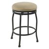Benjara Metal Counter Stool with Swiveling Fabric Padded Seat, Beige and Black view 1
