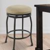 Benjara Metal Counter Stool with Swiveling Fabric Padded Seat, Beige and Black view 2