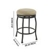 Benjara Metal Counter Stool with Swiveling Fabric Padded Seat, Beige and Black view 3