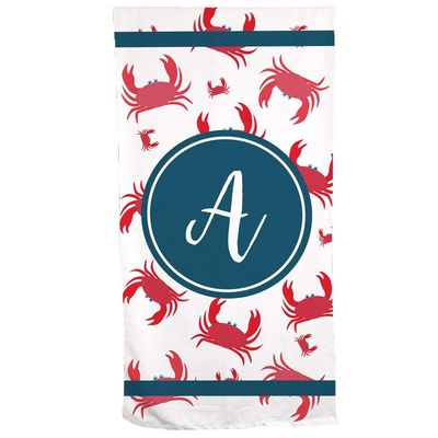 GiftsForYouNow Icon and Initial Personalized Beach Towel, Crabs