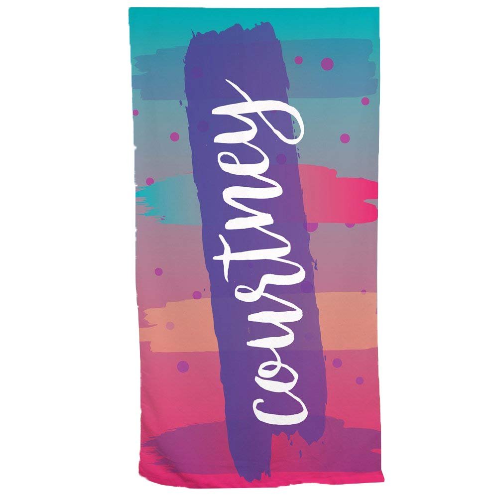 GiftsForYouNow Gradient Splash Personalized Purple Beach Towel, Personalized Summer Beach Towel, Kids Pink Beach Towel, Custom Beach Towel with Name