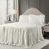 Lush Decor Ravello Pintuck Ruffle Skirt Bedspread Set - Luxe 3 Piece Ruffled Bedding Set - Traditional Glam & Farmhouse Inspired Bedroom Decor - King, White view 1