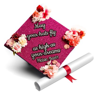 GRADWYSE Purple Glitter Graduation Cap Topper with Flowers, Graduation Cap Decorations, Class of 2025 Grad Cap Topper, May Your Hats Fly As High As Your Dreams