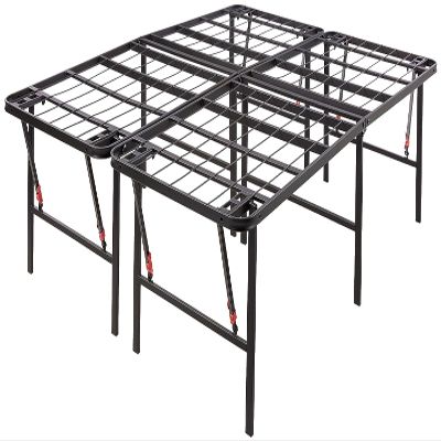 Amazon Basics Bed Frame with Storage, Foldable Metal Platform, Sturdy Steel, No Box Spring Needed, 18 Inches High, Tool-Free Setup, Queen Size, Black