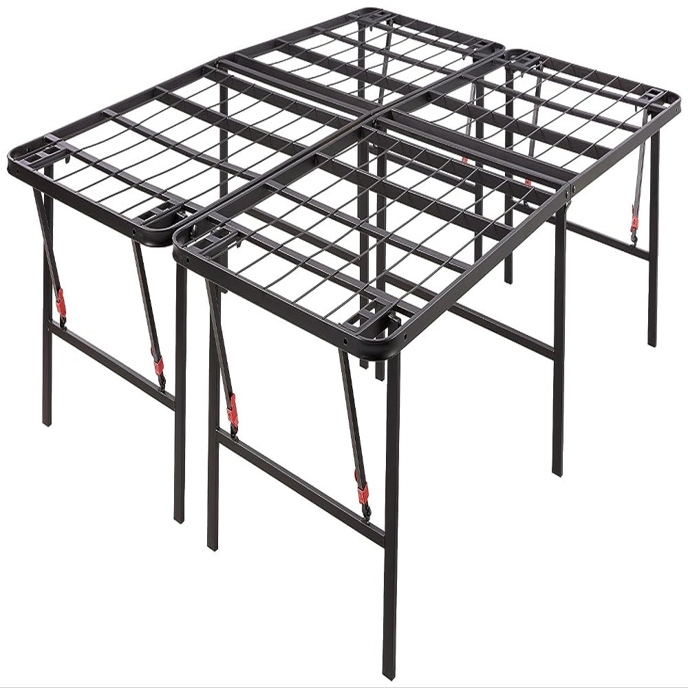 Amazon Basics Bed Frame with Storage, Foldable Metal Platform, Sturdy Steel, No Box Spring Needed, 18 Inches High, Tool-Free Setup, Queen Size, Black