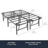 Amazon Basics Bed Frame with Storage, Foldable Metal Platform, Sturdy Steel, No Box Spring Needed, 18 Inches High, Tool-Free Setup, Queen Size, Black view 3