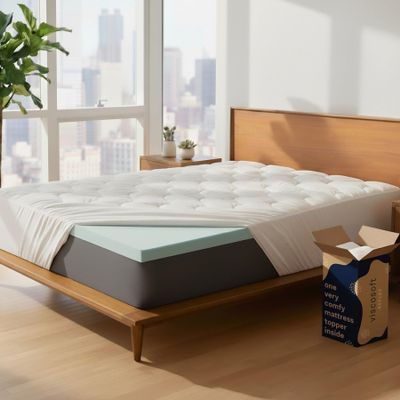 ViscoSoft 3-Inch Memory Foam Mattress Topper Cal King Reflex Cooling Gel Pad with Removable Washable Cover CertiPUR-US & Oeko-TEX Certified