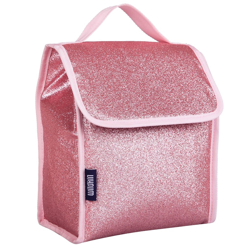 Wildkin Kids Insulated Lunch Bag Keeps Food Hot or Cold, Easy-Clean Lining and BPA-free for Boys & Girls, Ideal for School, Travel & Daycare - Pink Glitter